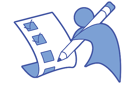 An illustration of a person checking boxes on a large piece of paper.
