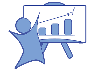 An illustration of a person standing beside a graph that's going up.