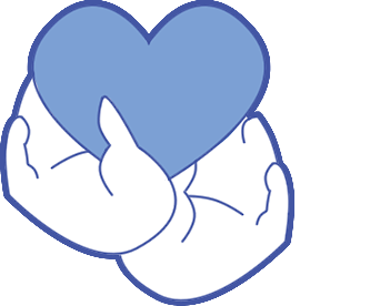An illustration of two hands holding a heart.
